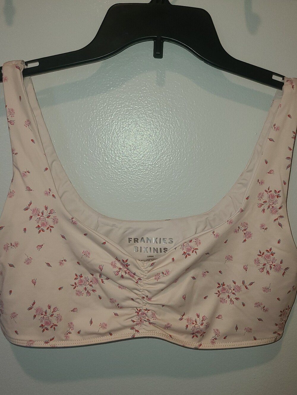 Frankie's Bikinis Pink Floral Bikini Top Large No Padding